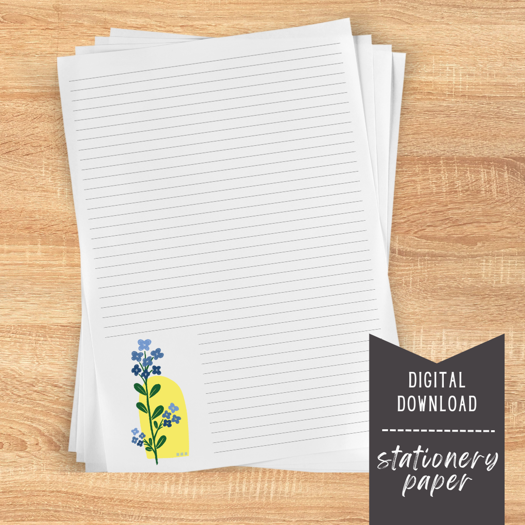 Blue Wallflower Stationery Paper