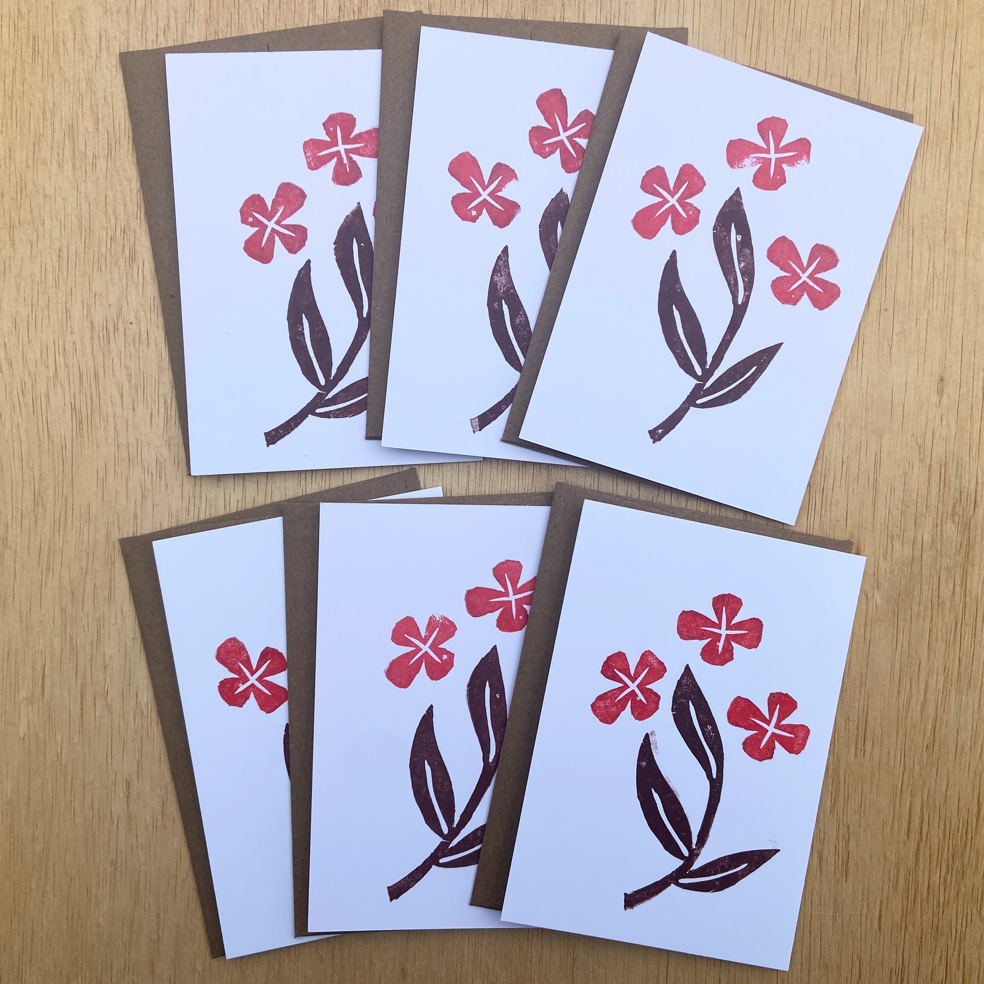 Floral Valentine Note Card Set - 6 Flat Cards