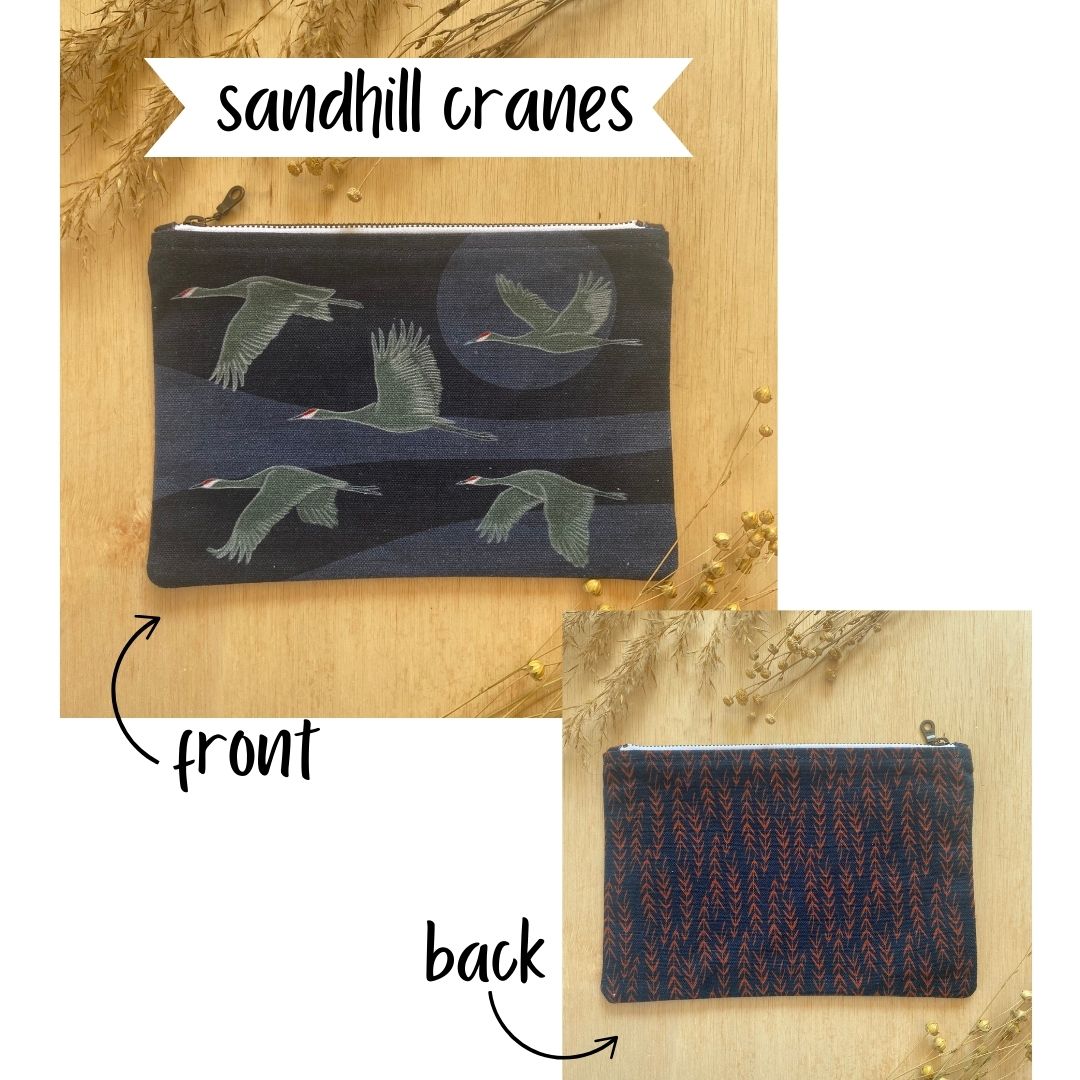 Sandhill Cranes Zipper Pouch - Large