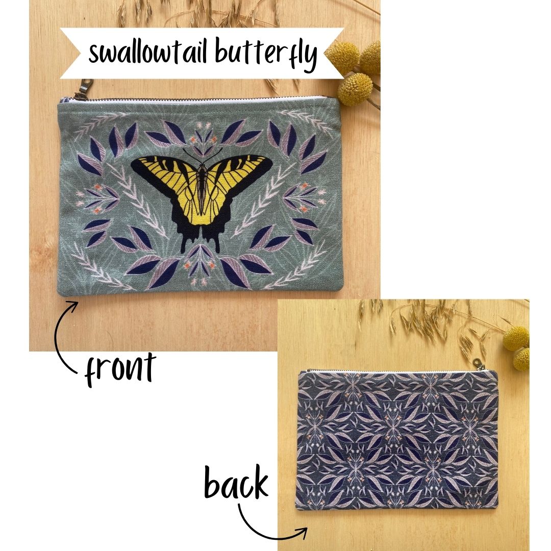 Swallowtail Butterfly Zipper Pouch - Large