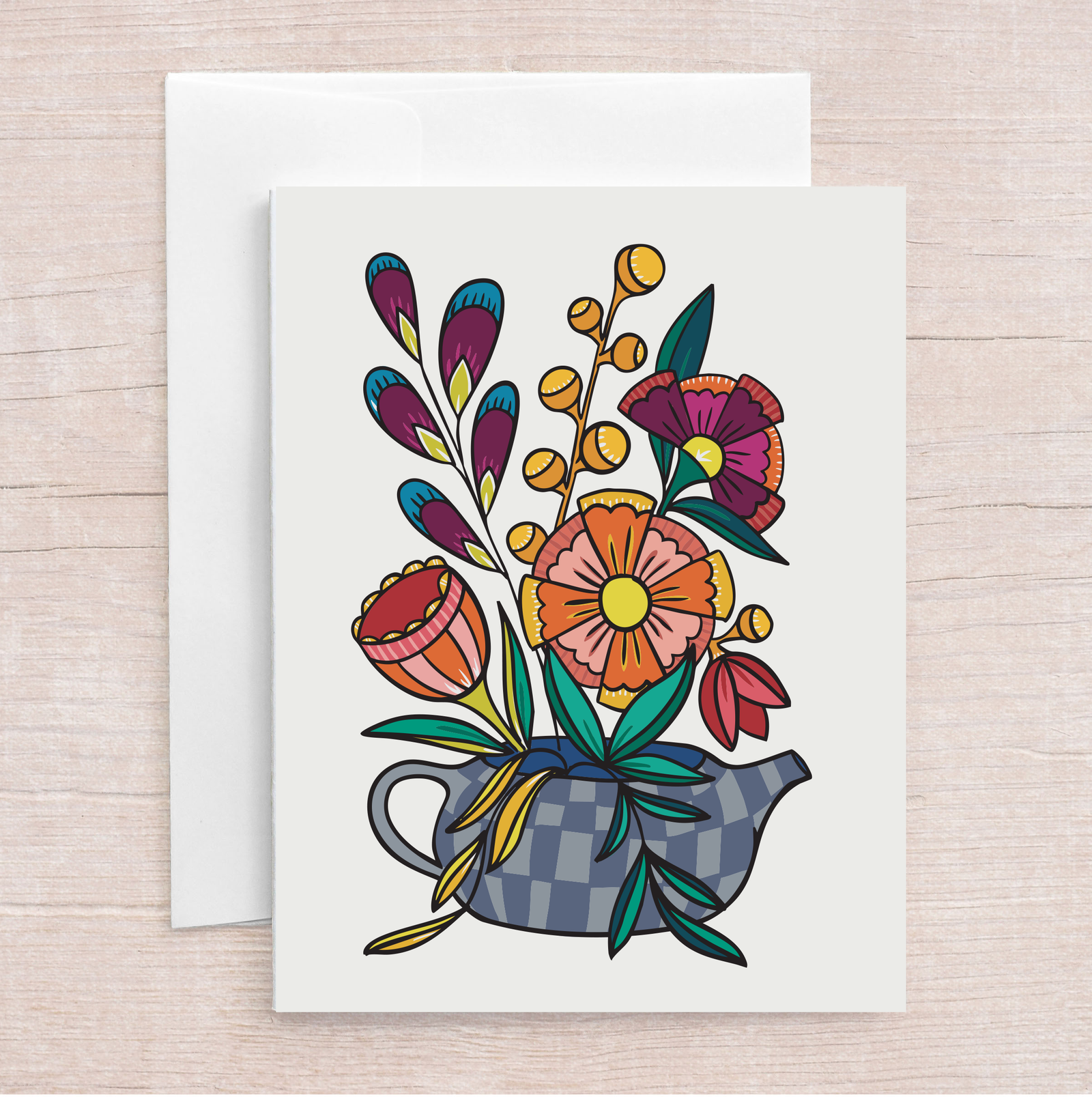 Teapot Bouquet Greeting Card