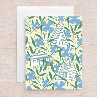 Cabin in Flowers Greeting Card