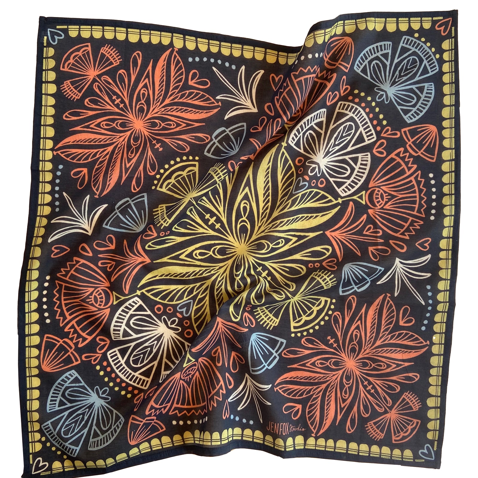 Folk Filigree Bandana in Organic Cotton