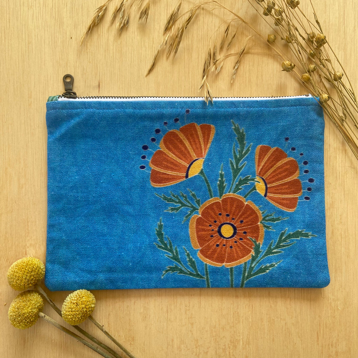 Poppies Zipper Pouch - Large