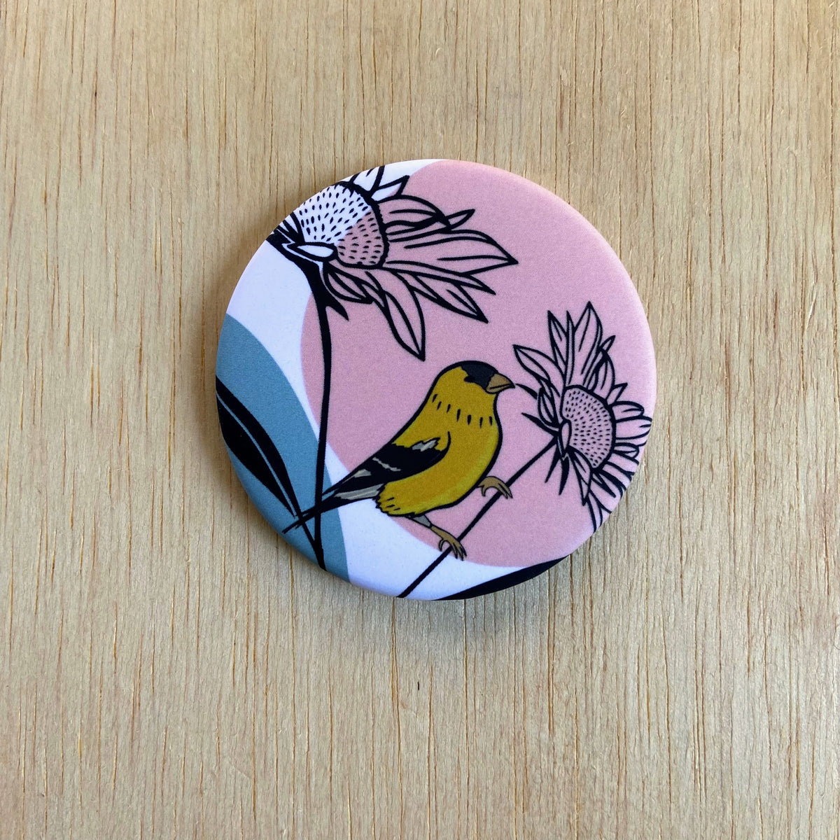 Goldfinch &amp; Sunflowers Pocket Mirror