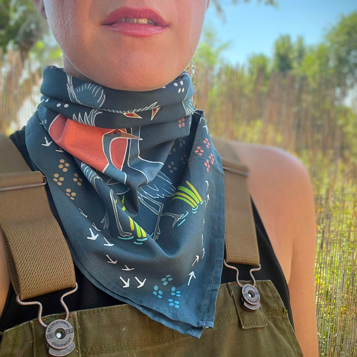 Sandhill Crane Bandana in Organic Cotton