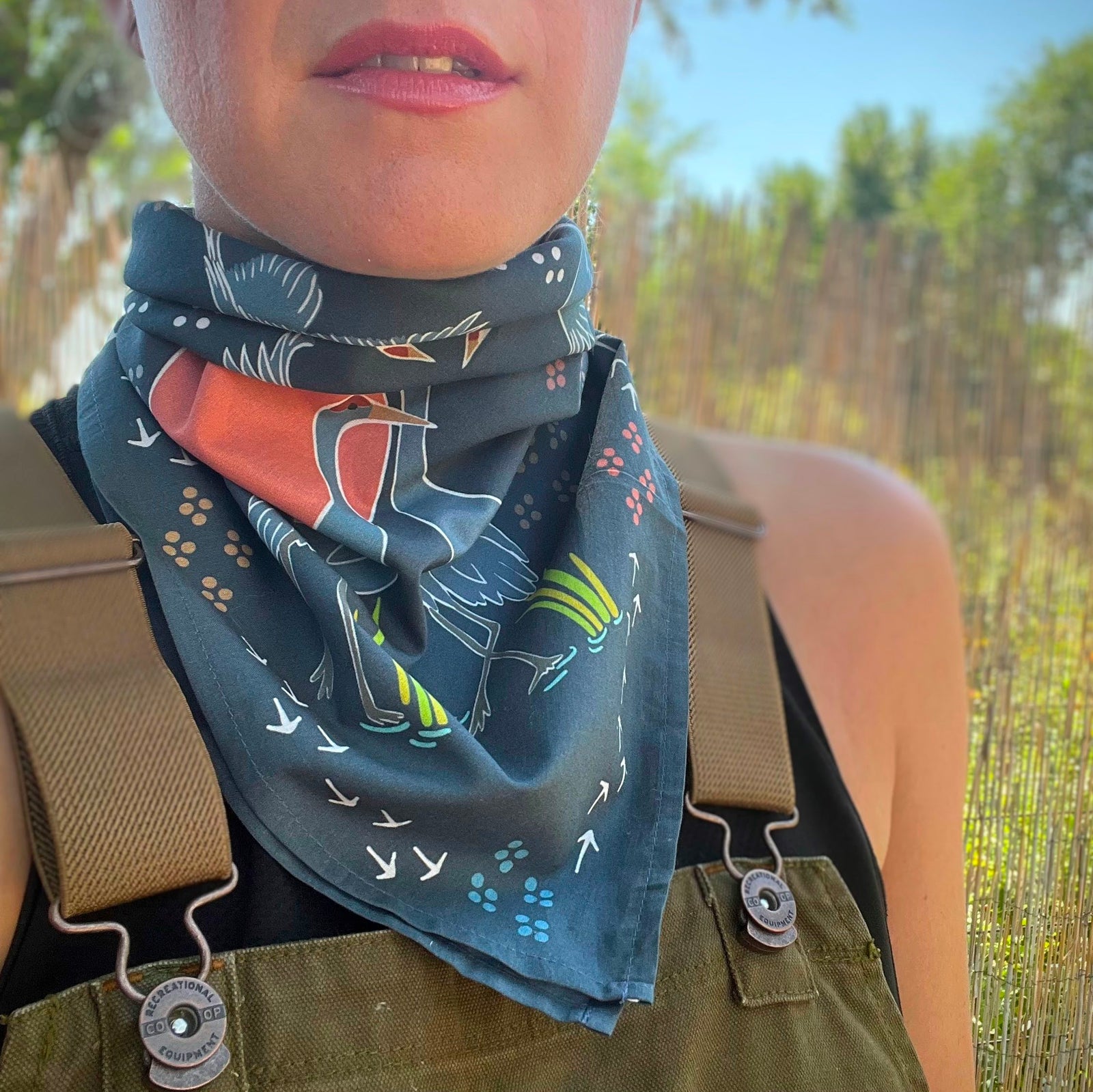 Sandhill Crane Bandana in Organic Cotton