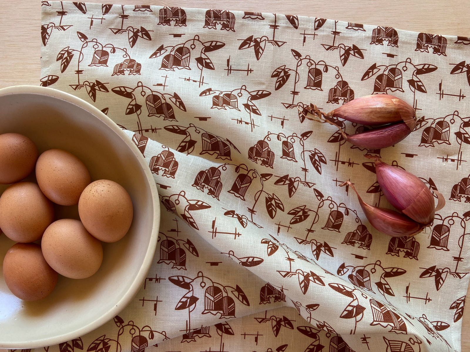 Scandinavian Tulips Tea Towel - Cream/Rust