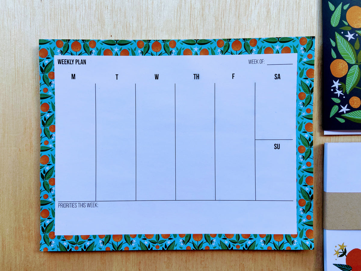 Weekly Calendar Notepad - Oranges