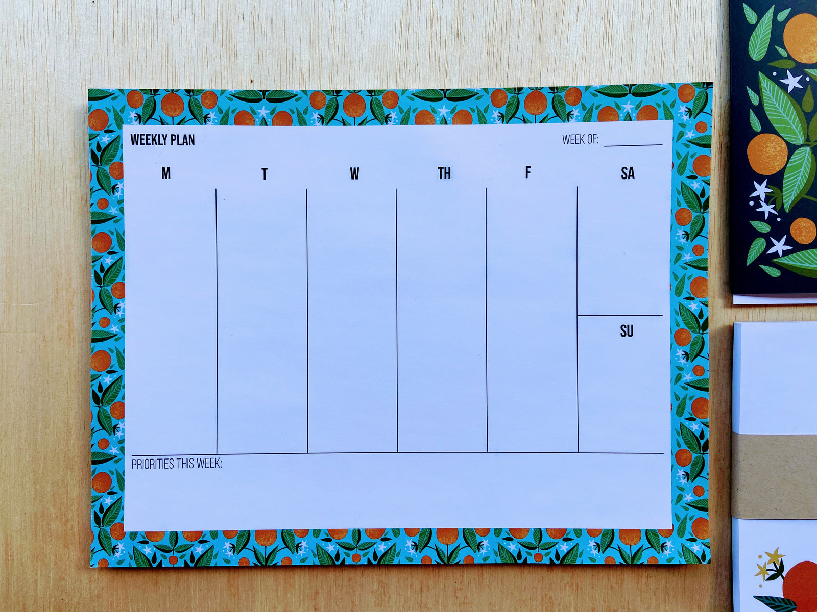 Weekly Calendar Notepad - Oranges