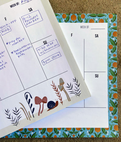 Weekly Calendar Notepad - Mushroom Forest
