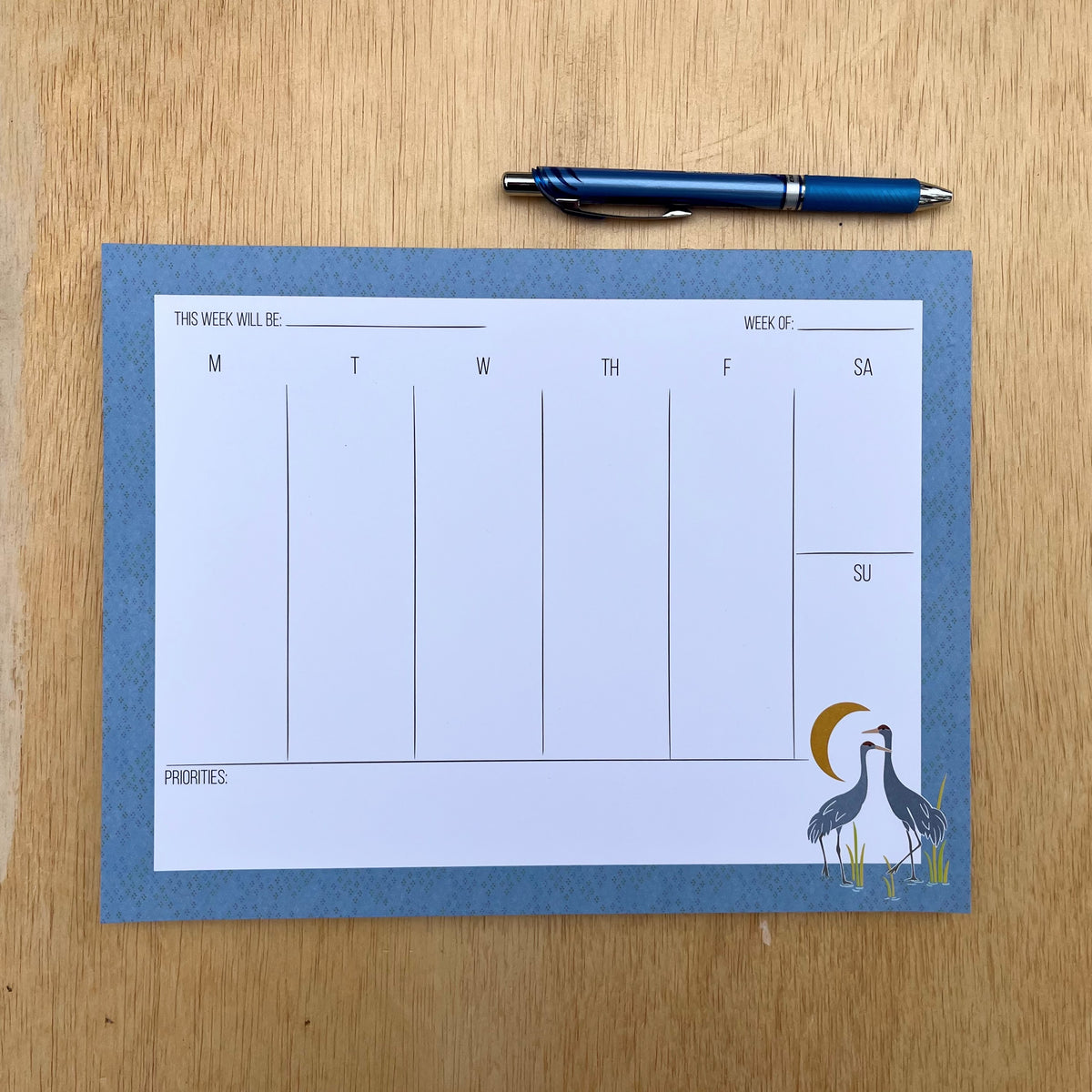 Weekly Calendar Notepad - Sandhill Cranes