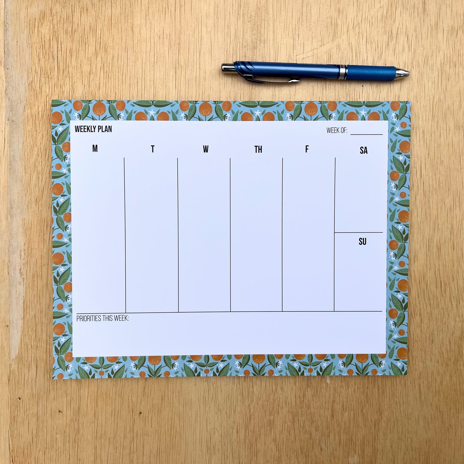 Weekly Calendar Notepad - Oranges