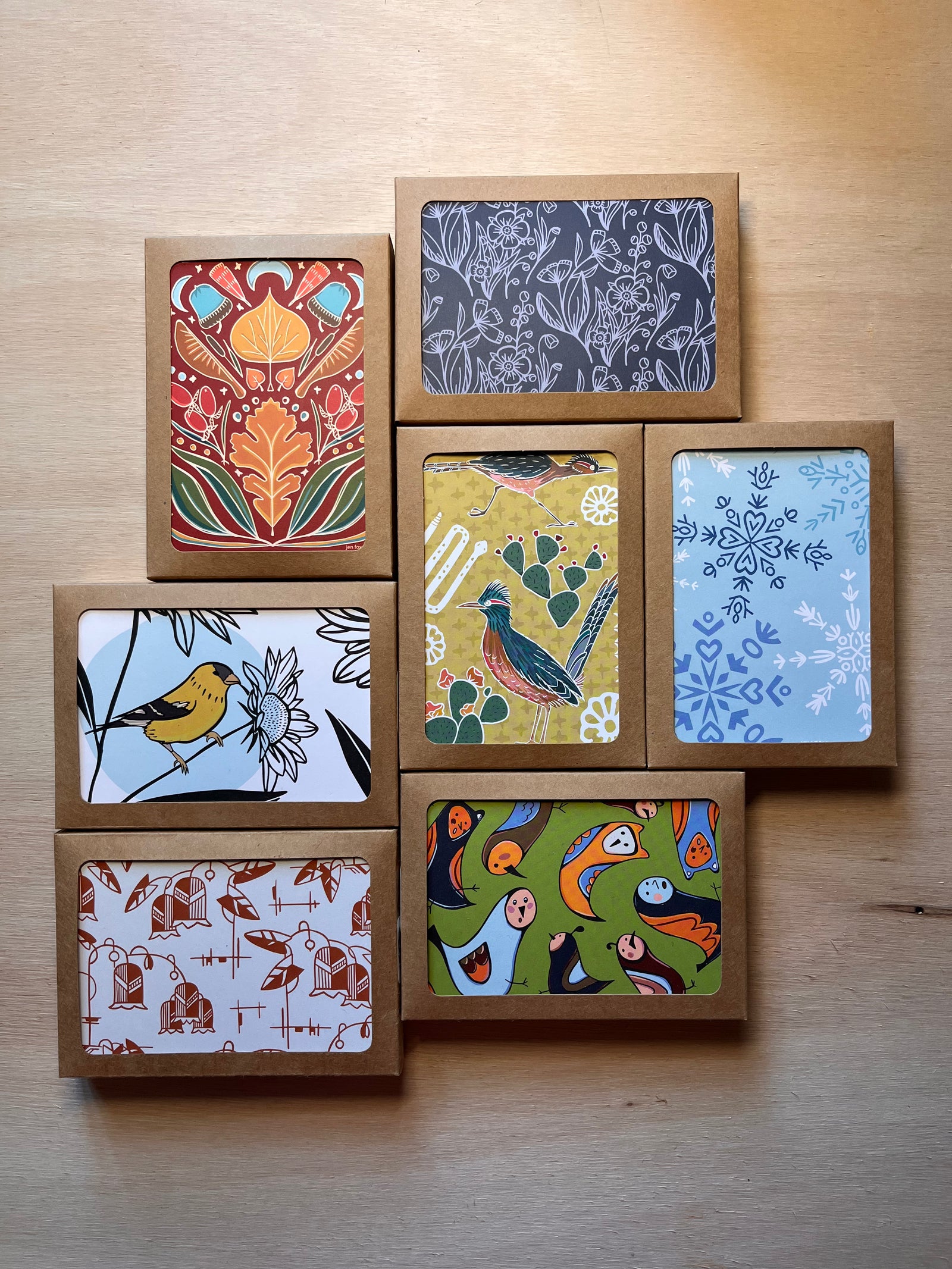 Navy Wildflowers Note Card Boxed Set - 8 Flat Cards