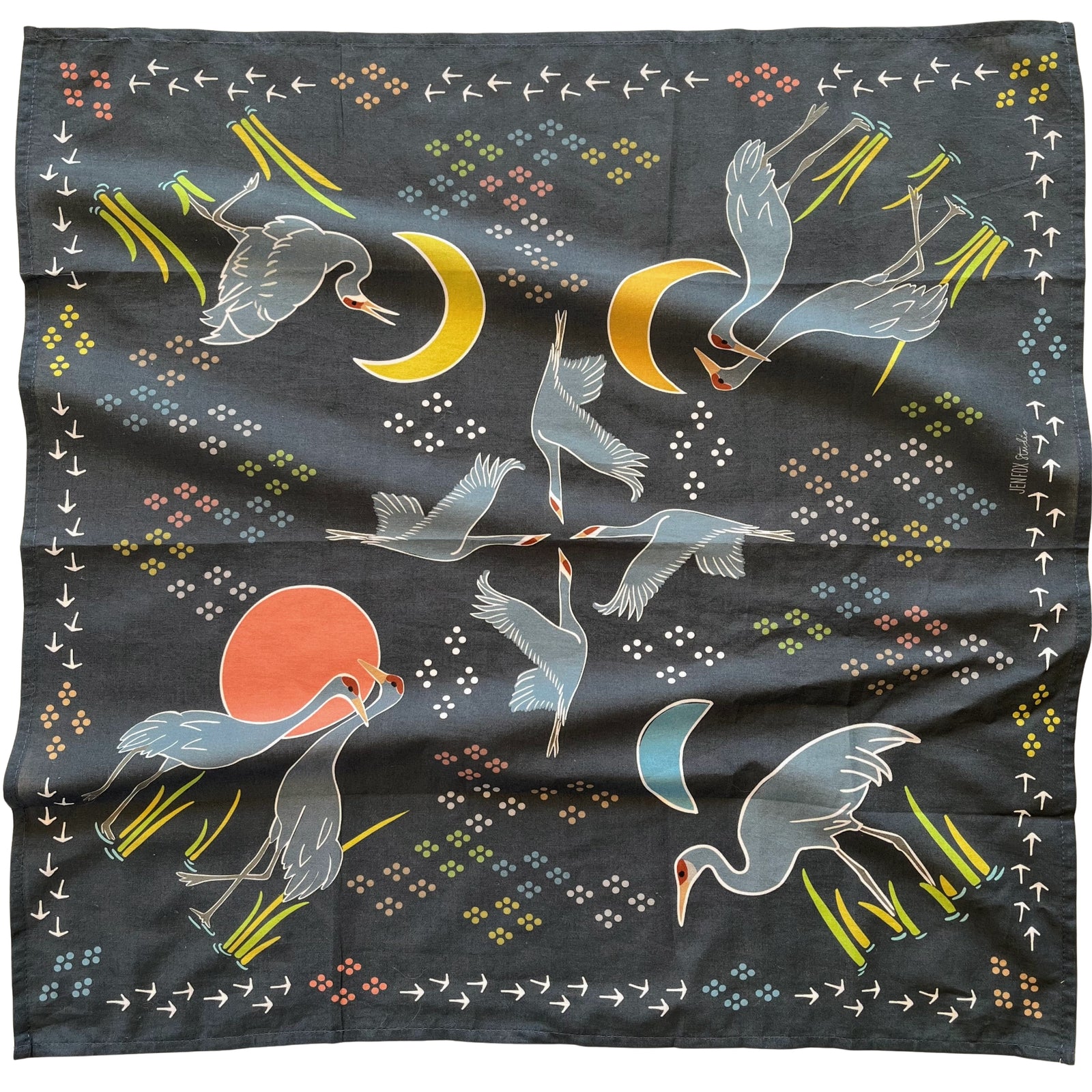 Sandhill Crane Bandana in Organic Cotton