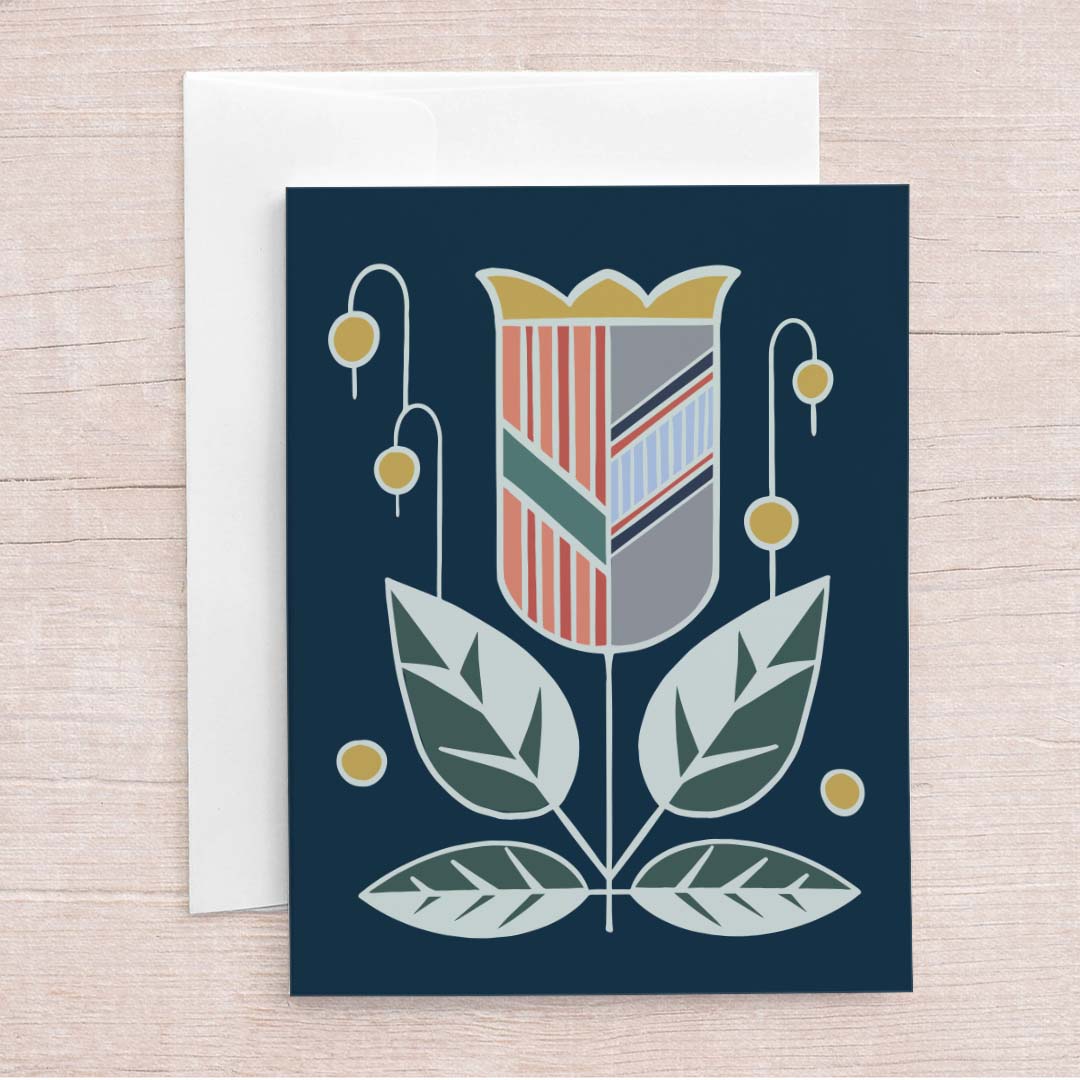 Scandinavian Tulip Single Greeting Card