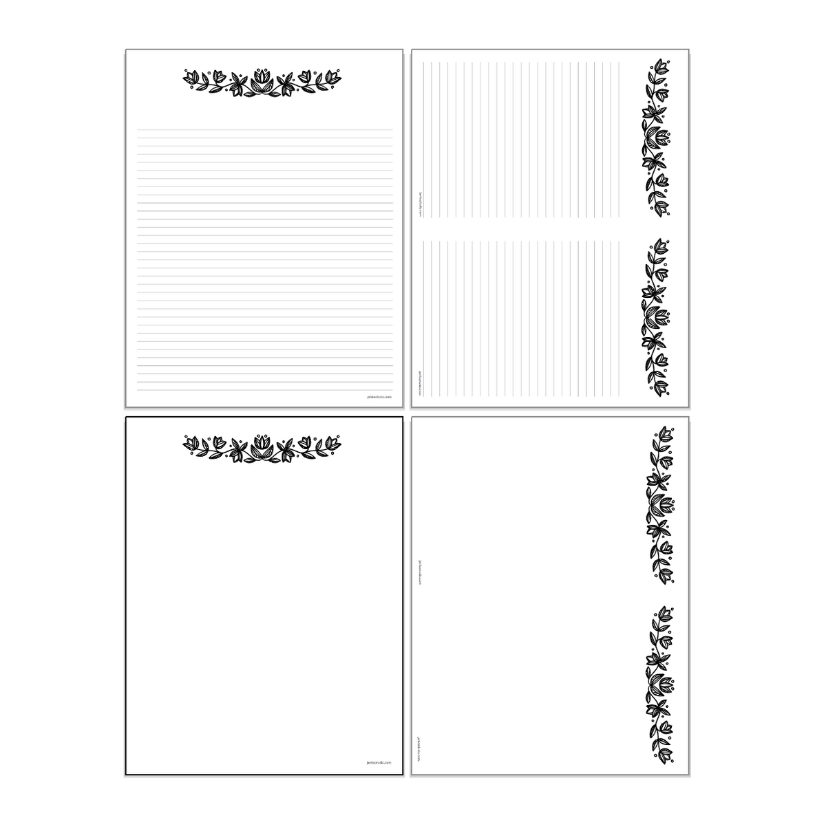 Tulip Silhouette Stationery Paper