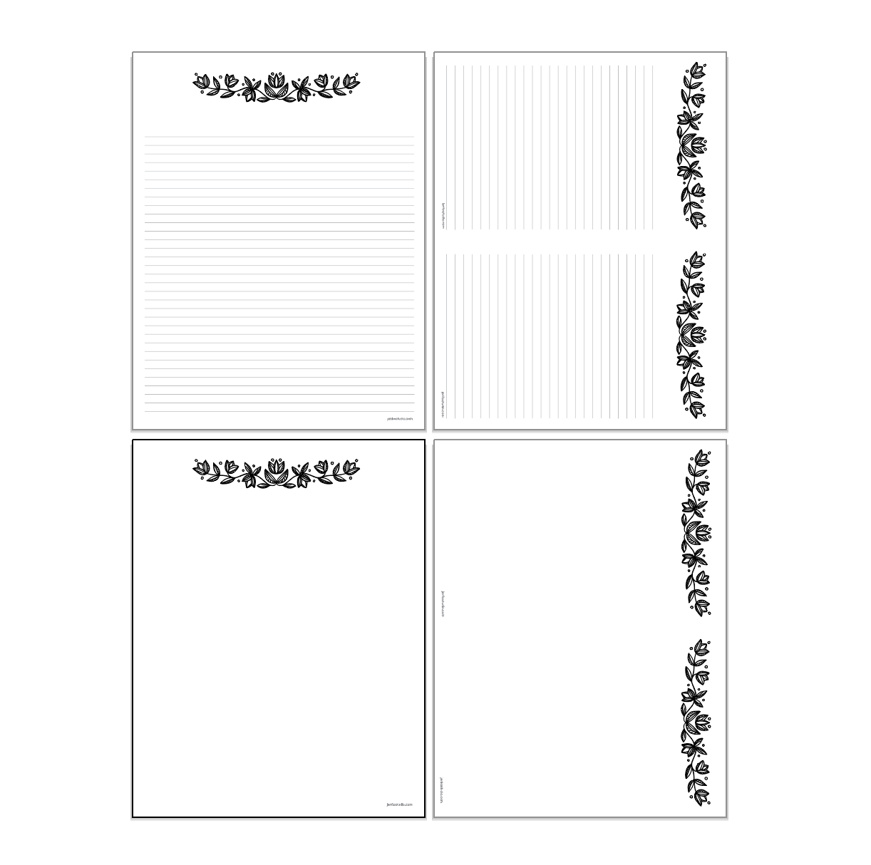 Tulip Silhouette Stationery Paper