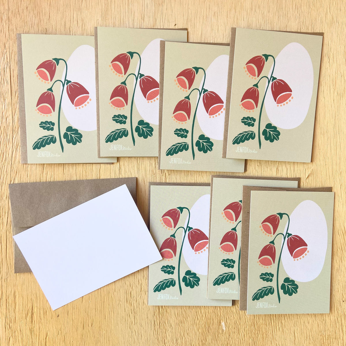 Coral Bells Note Card Boxed Set - 8 Flat Cards