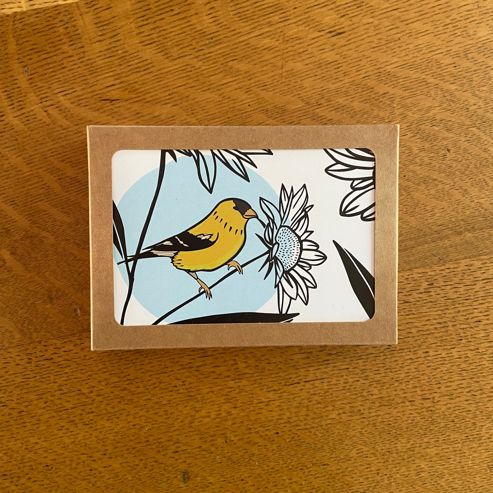 Goldfinch Sunflower Note Card Boxed Set - 8 Flat Cards