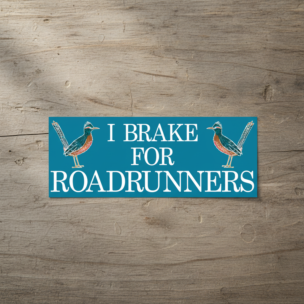 I Brake for Roadrunners Bumper Sticker with Square Corners
