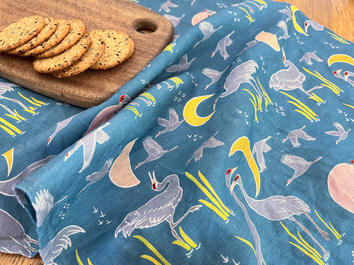 Sandhill Cranes at Dawn Tea Towel