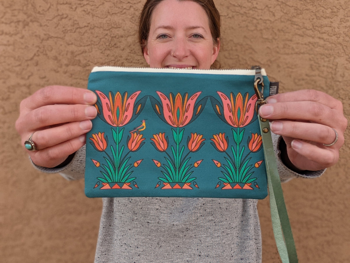 Heirloom Floral Zipper Pouch - Medium Size