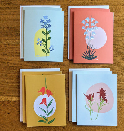 Desert Flowers Greeting Cards - Set of 4