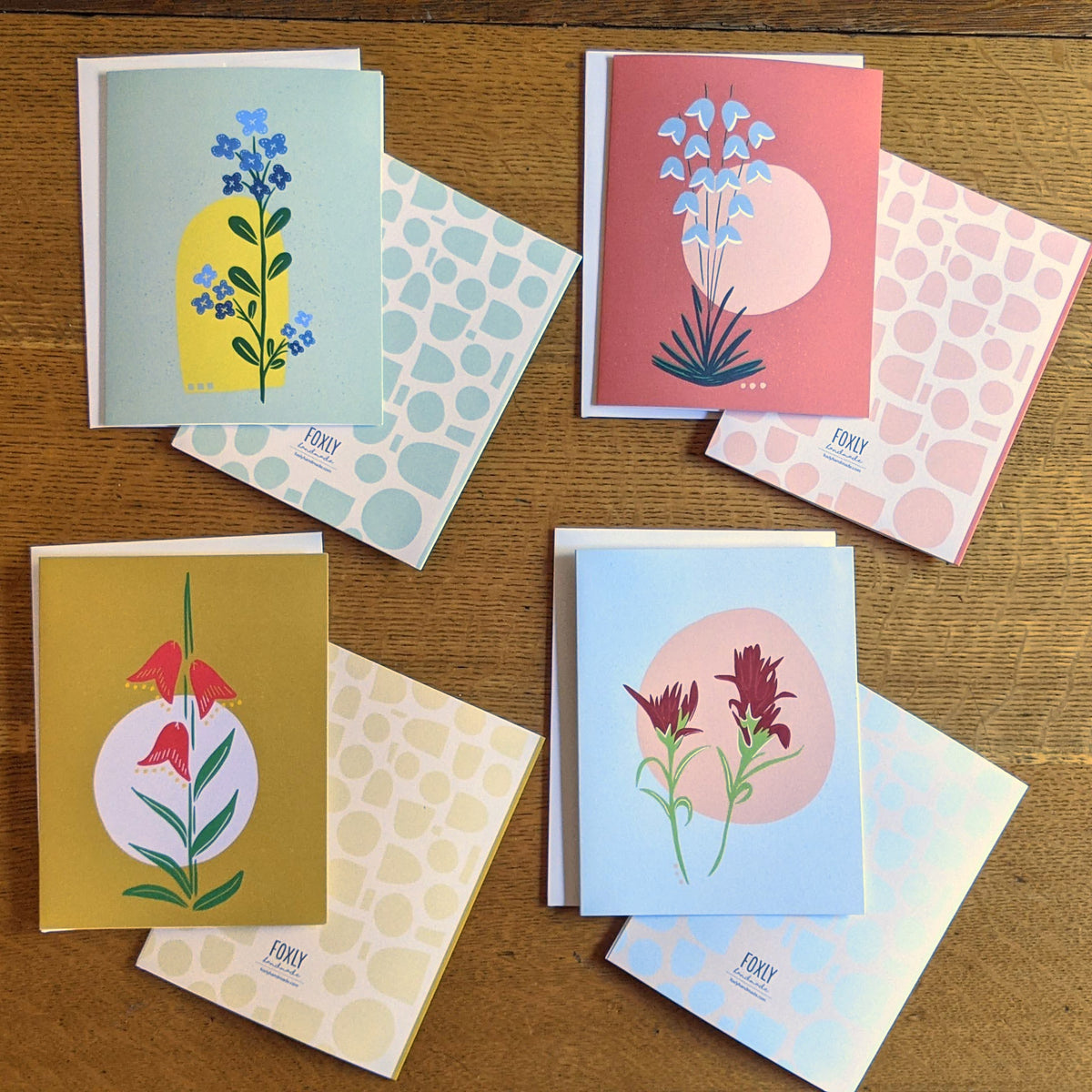 Desert Flowers Greeting Cards - Set of 4