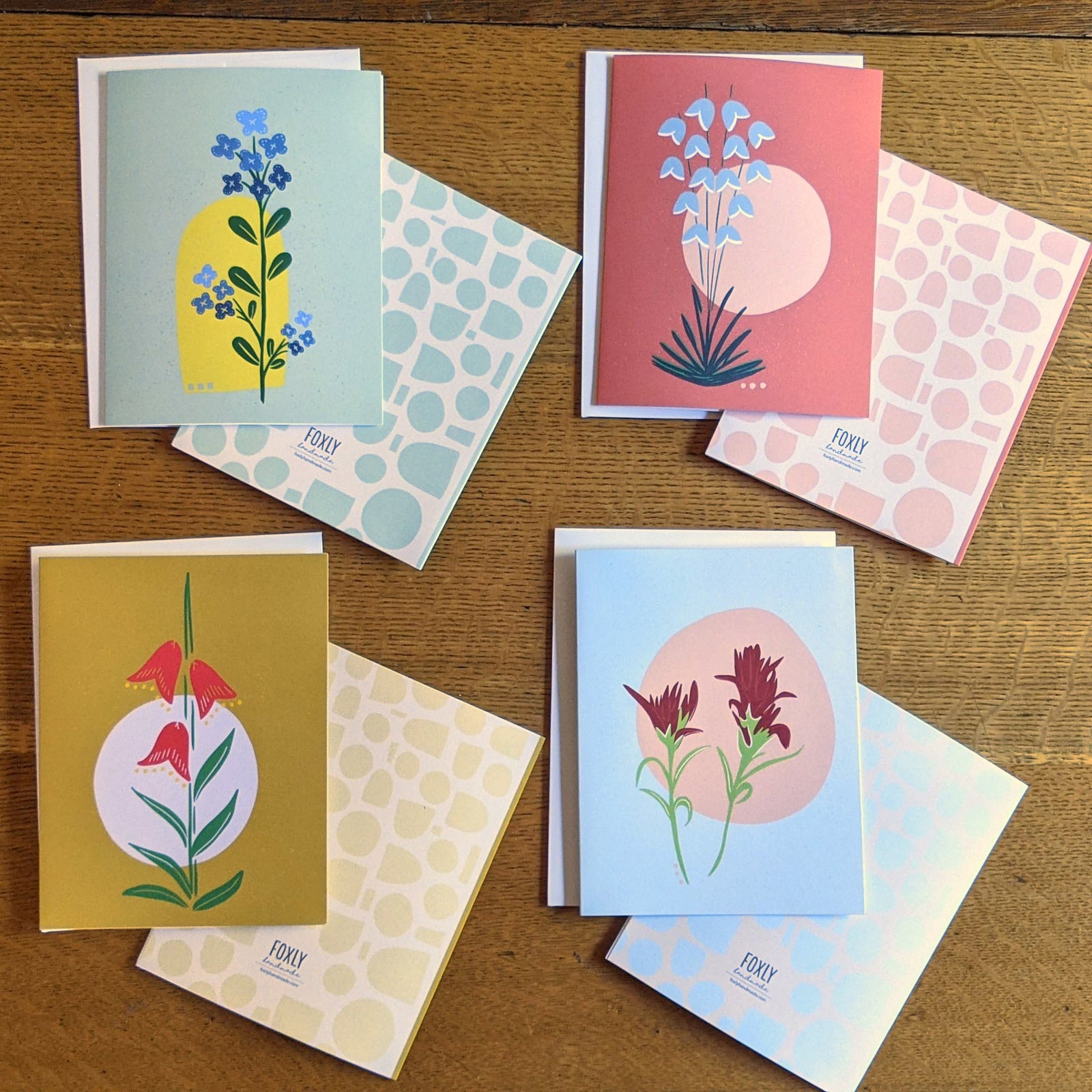 Desert Flowers Greeting Cards - Set of 4