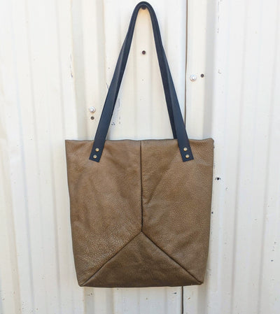 Leather Triangle Tote - Camel