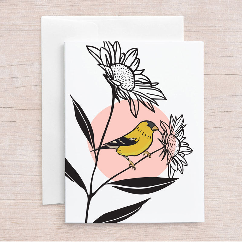 Goldfinch Sunflower Greeting Card