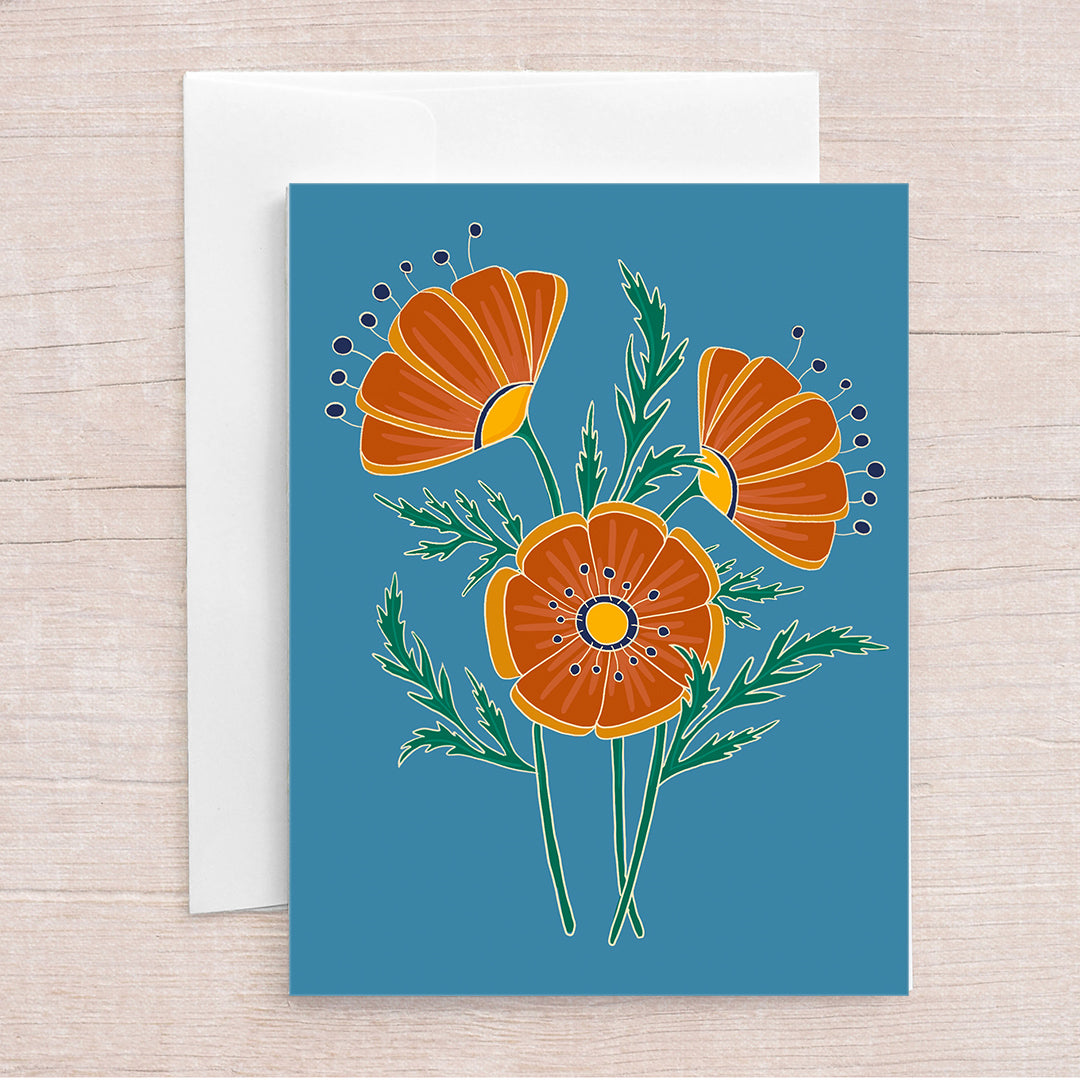 Orange Poppies Greeting Card